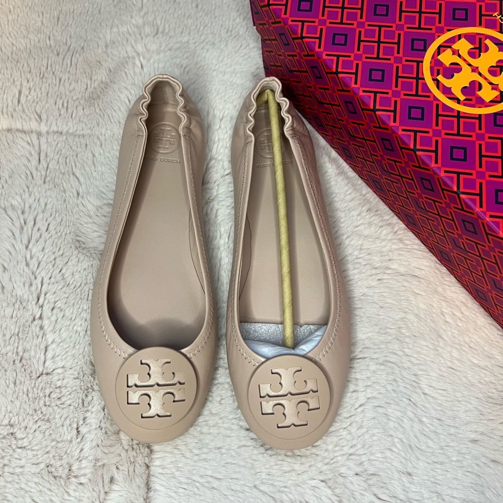 TORY BURCH MINNIE TRAVEL BALLET FLAT, LEATHER